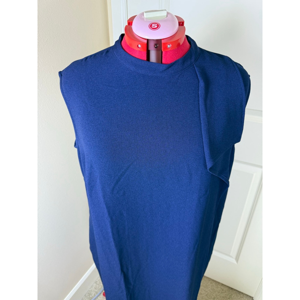 Women's London Times Woman Navy Sleeveless Mock Neck Dress Plus Size 16W - Picture 3 of 11